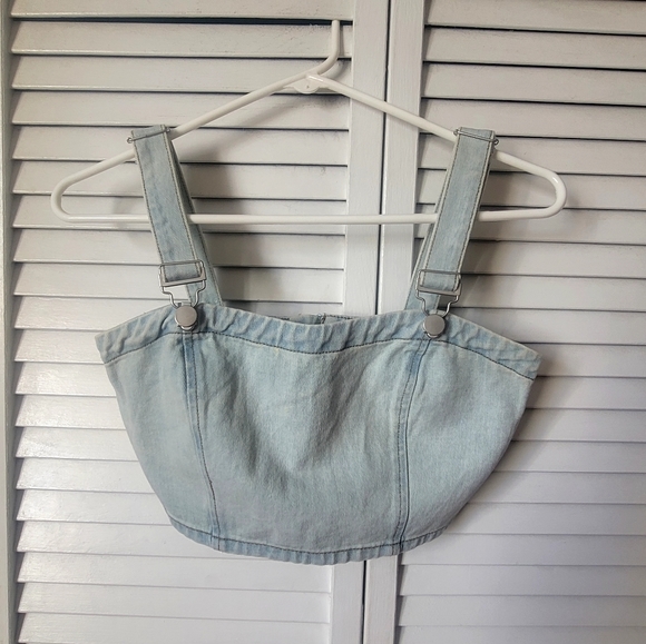 FOREVER 21 Denim Crop Top, Size S - Picture 2 of 8